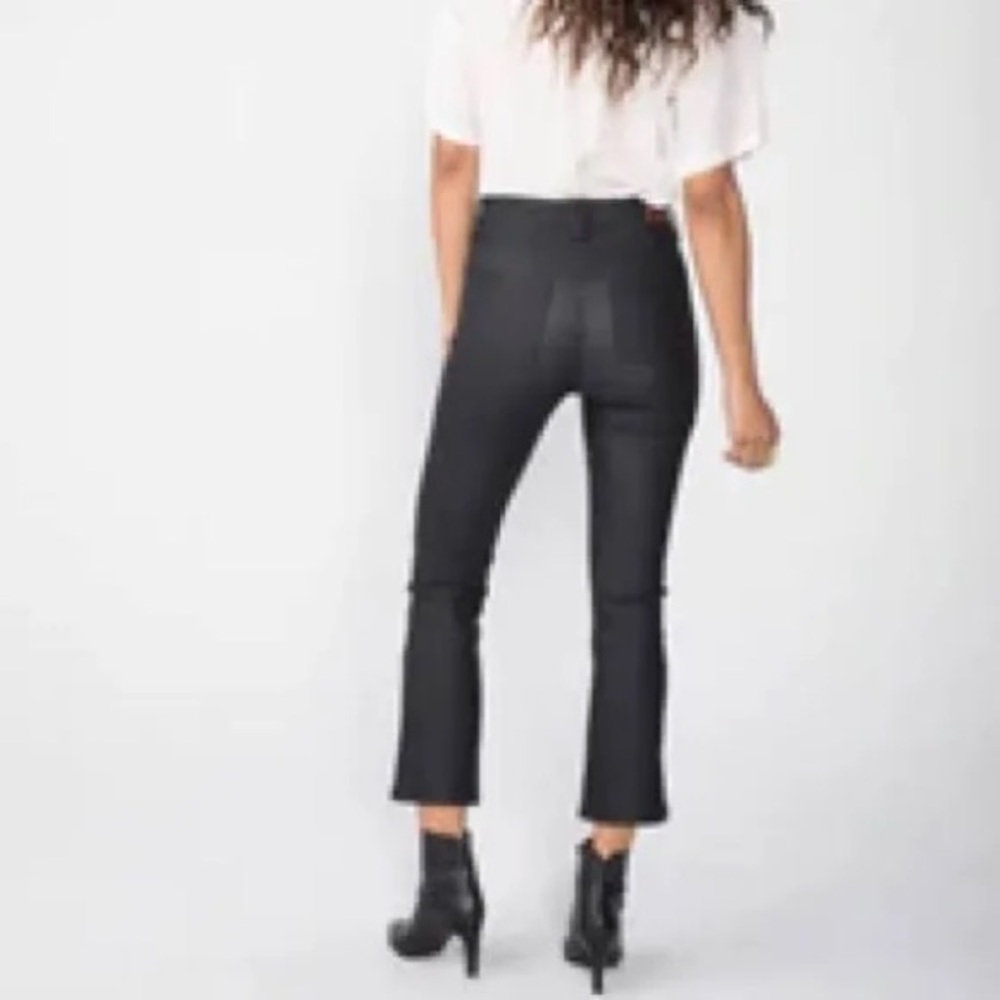 High rise cropped flare vegan leather pants (size 27)